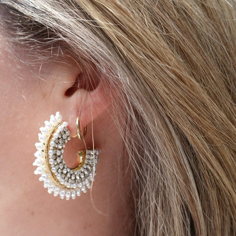 crystal hoops with pearls