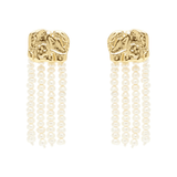 Pearl strand earrings with gold stud