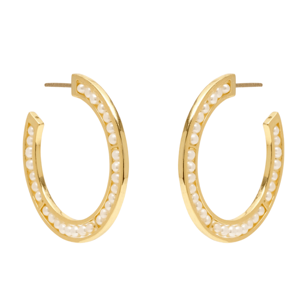 Gold hoops with pearl