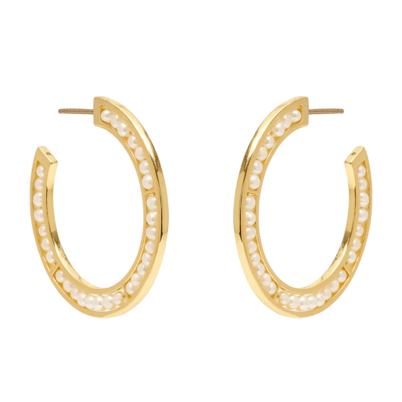 Gold hoops with pearl