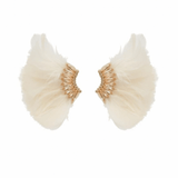 White feather earrings with crystals