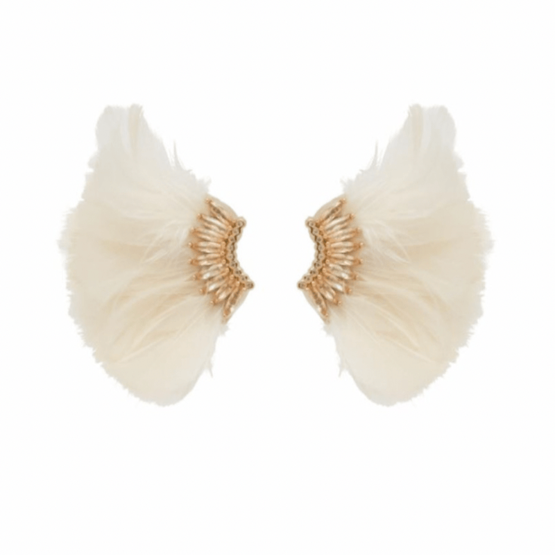 White feather earrings with crystals