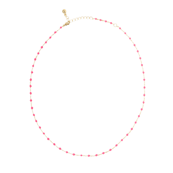 Loulerie Neon Pink Enamel Necklace