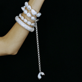 Long chain freshwater pearl drop bracelet