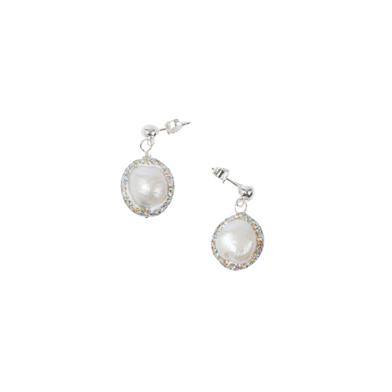 Freshwater pearl crystal earrings