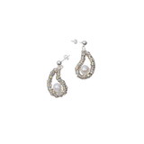 Silver crystal rondelle beaded oyster earrings