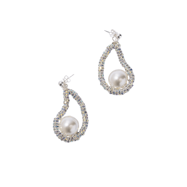 Mini pearl oyster earrings in silver