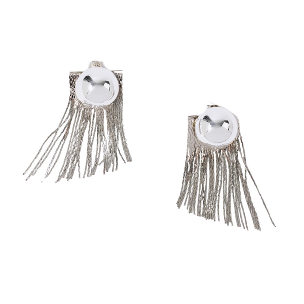Silver earrings with fringe detailing