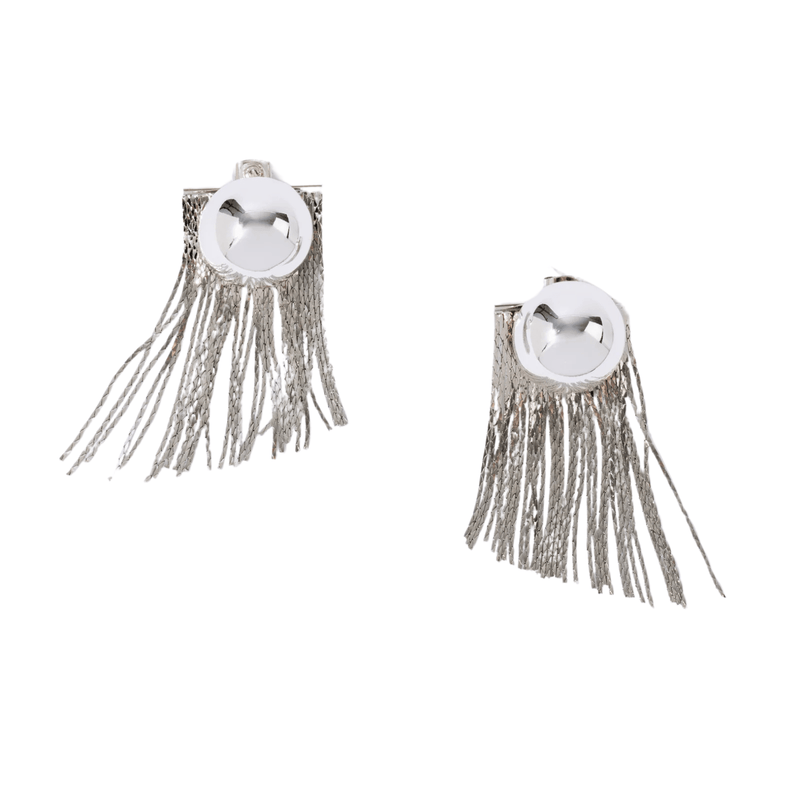 Silver earrings with fringe detailing