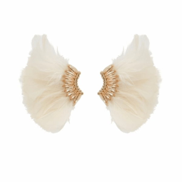 Mignonne Gavigan White Lux Mini Madeline Feather Earrings