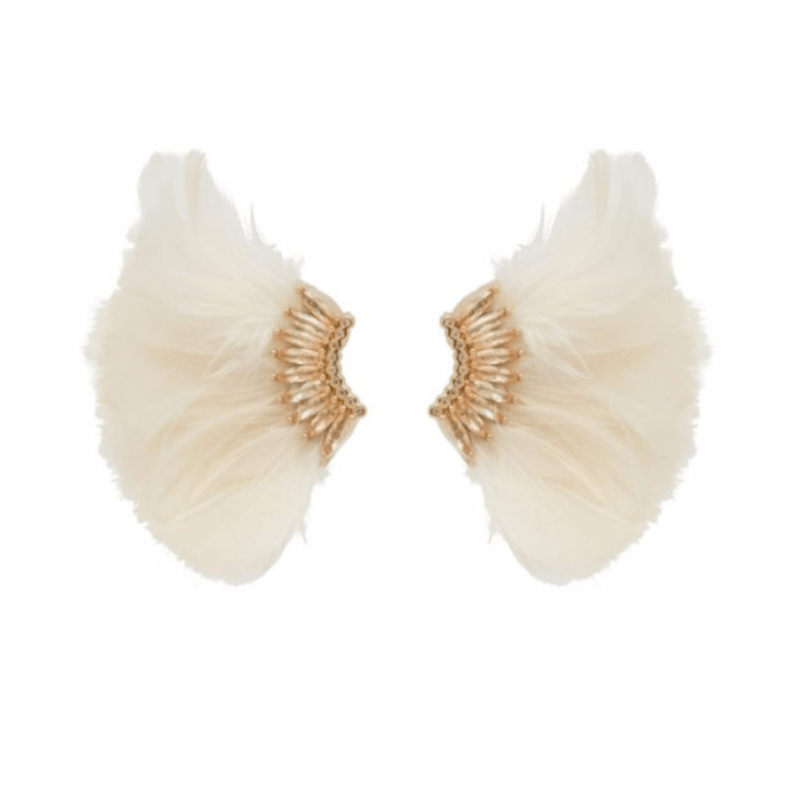 Mignonne Gavigan White Lux Mini Madeline Feather Earrings