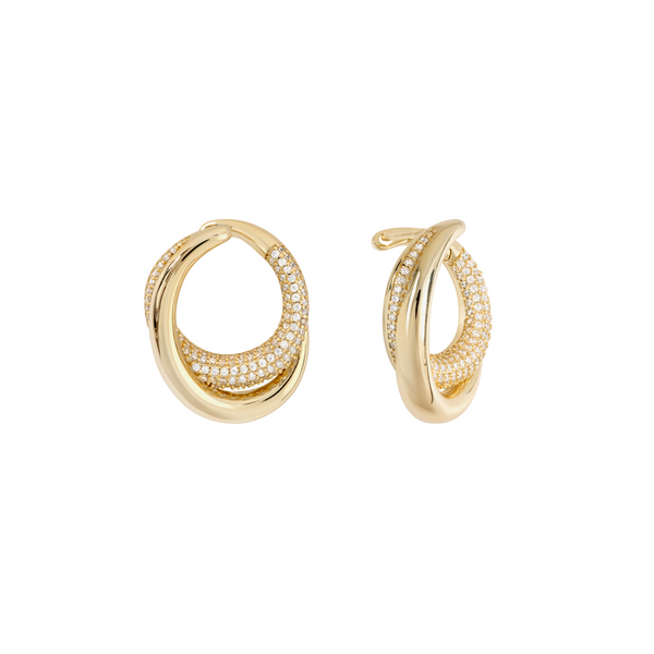 Gold plated crystal hoops