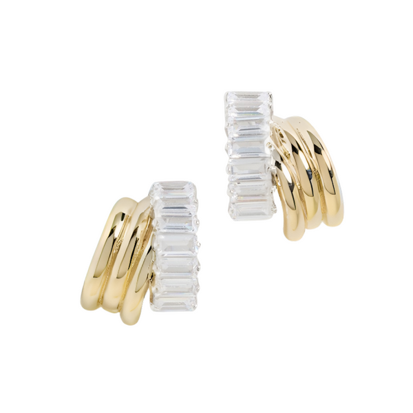 mixed crystal gold huggies