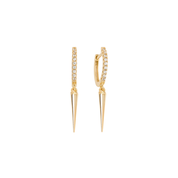 Gold plated dagger huggies with crystal