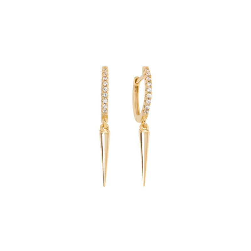 Gold plated dagger huggies with crystal