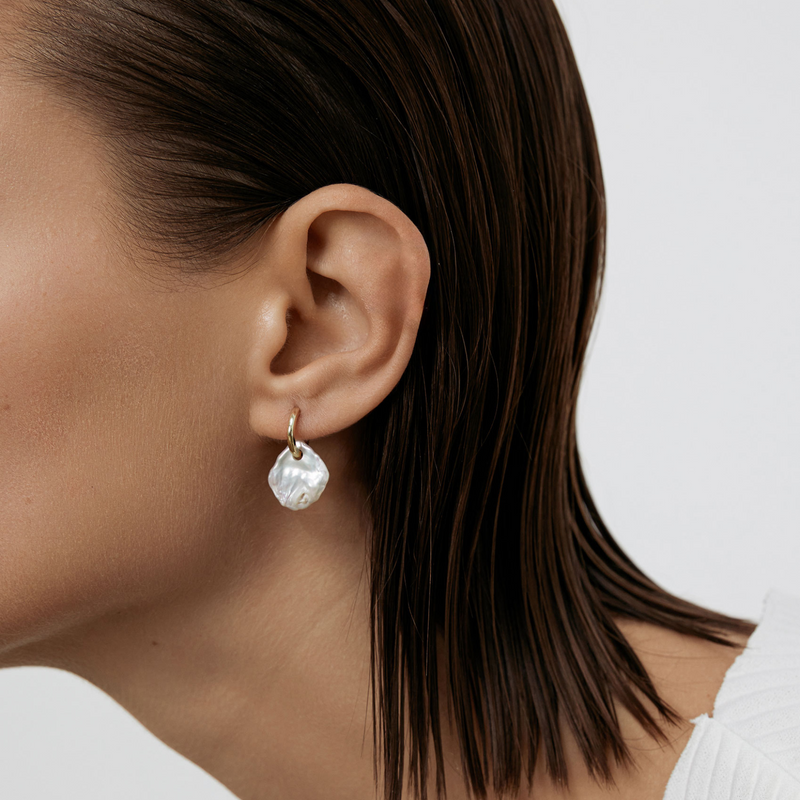 Freshwater pearl huggy hoops