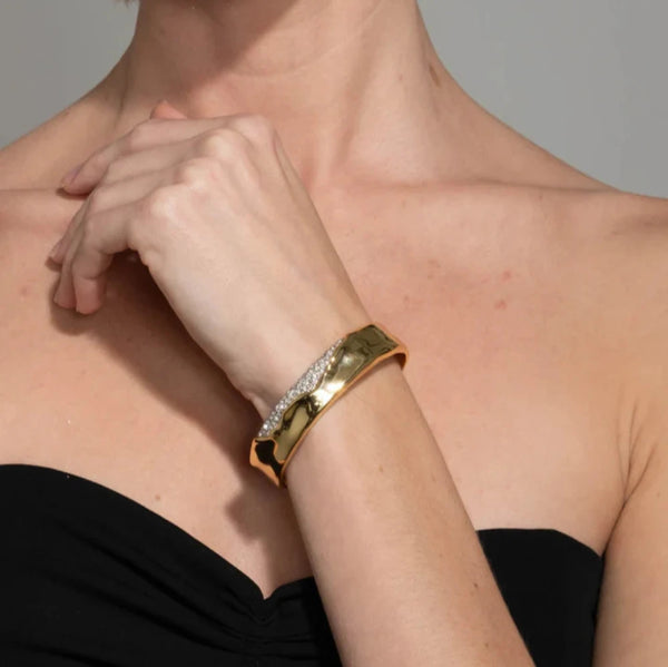 Alexis Bittar Solanales Gold Crystal Cuff Bracelet