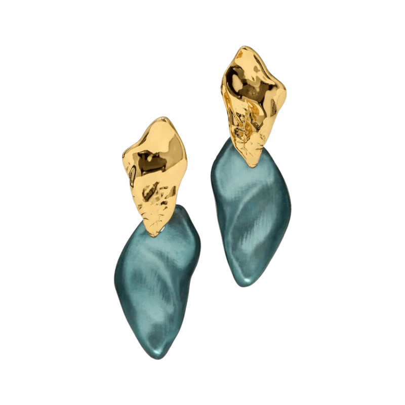 Alexis Bittar Teal Blue Mosaic Lucite Post Earring