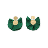 Katerina Makriyianni Green Mini Silk Fan Earrings