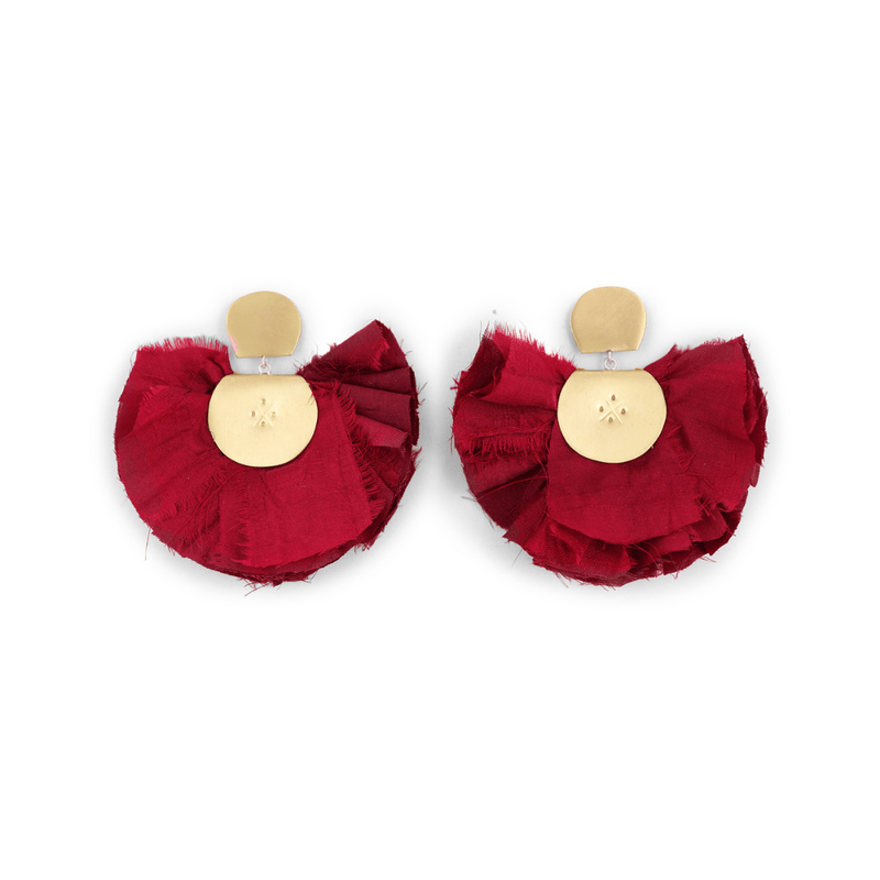 Katerina Makriyianni Red Mini Silky Fan Earrings