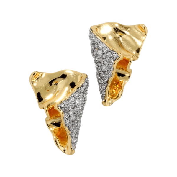 Alexis Bittar Solanales Gold Crystal Folded Mini Earrings
