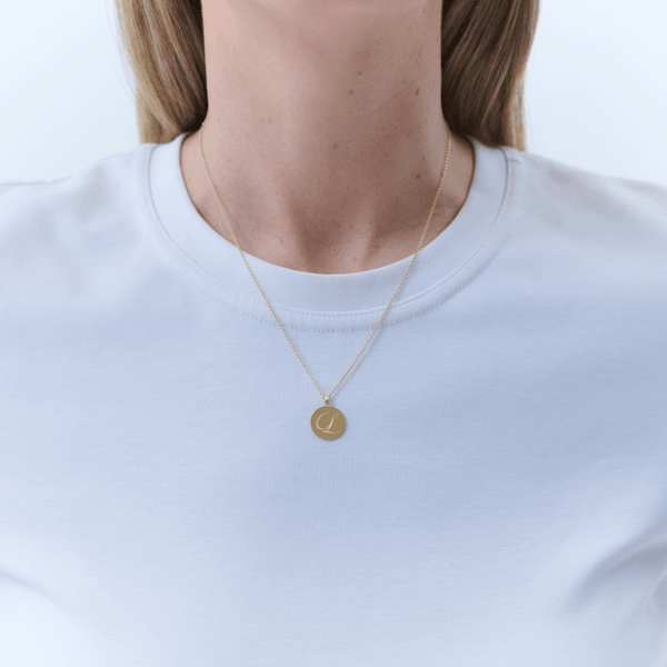 Loulerie  Personalised Initial Necklace Chain & Disc Bundle