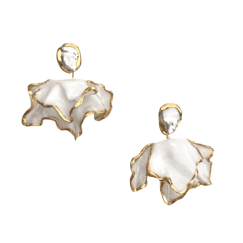 Wink Atelier White Mermaid Tail white Earrings With Pearl
