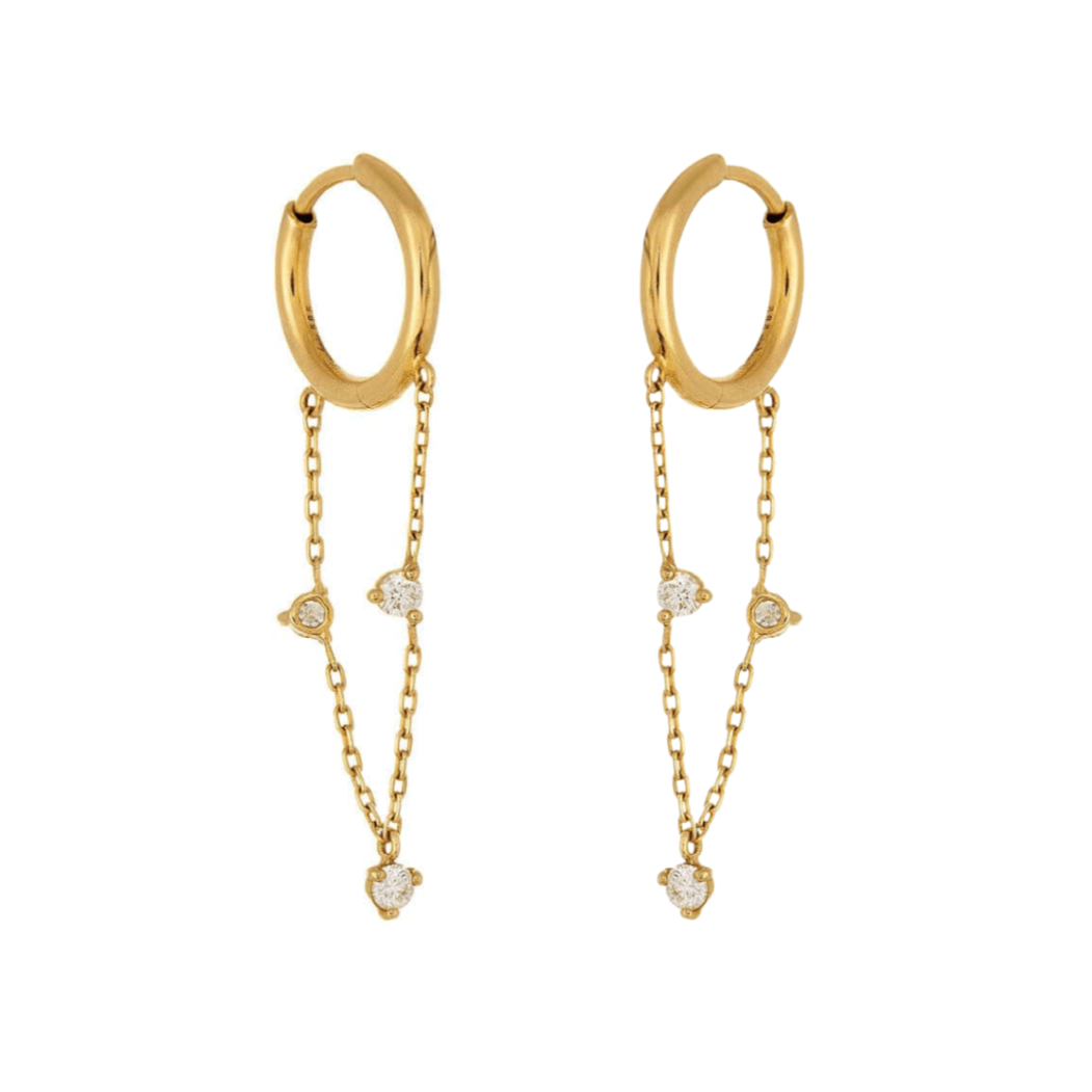 Loulerie Martini Huggy and Chain Drop Earrings