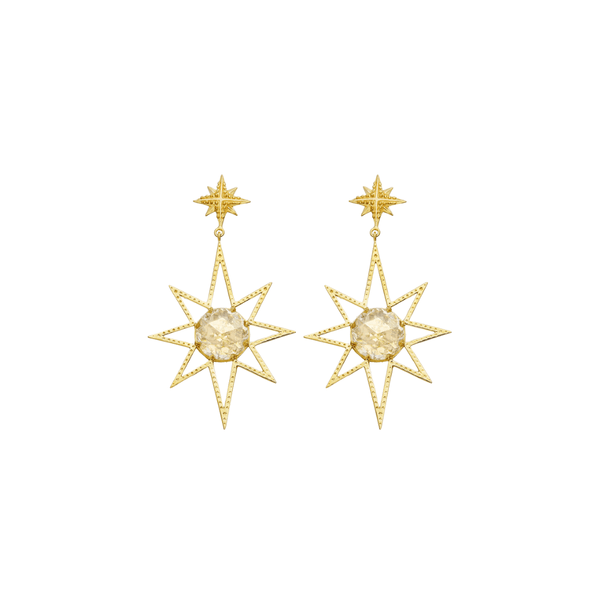 Zoe & Morgan Lemon Quartz Sunburst Earrings