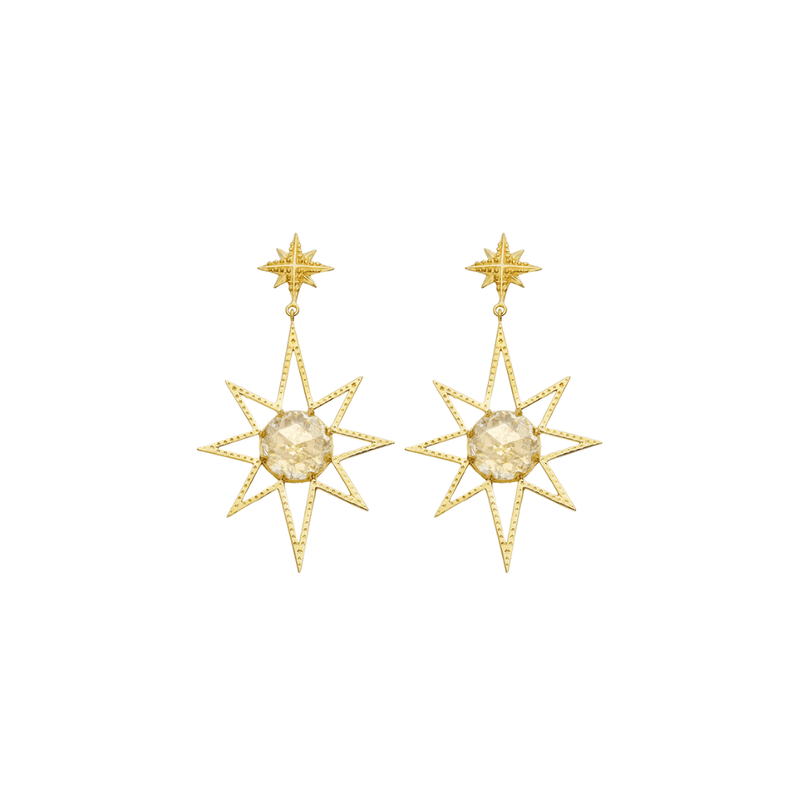 Zoe & Morgan Lemon Quartz Sunburst Earrings