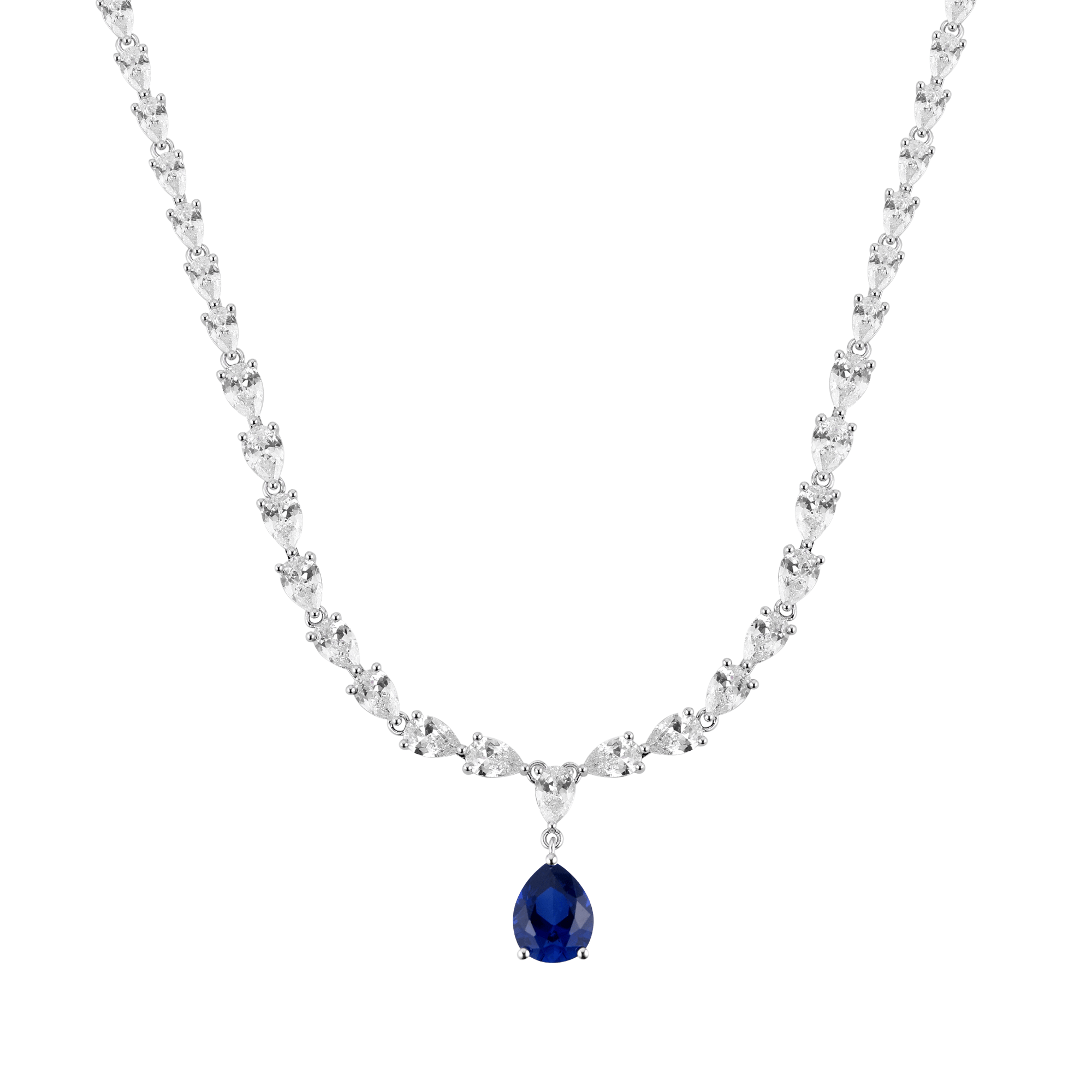Loulerie Erika Crystal Blue Pear Drop Necklace