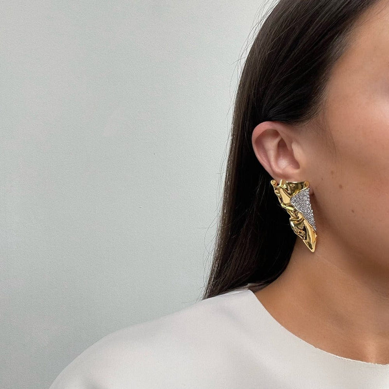 Alexis Bittar Solanales Gold Crystal Folded Earrings