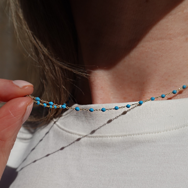 loulerie beaded turquoise enamel necklace 