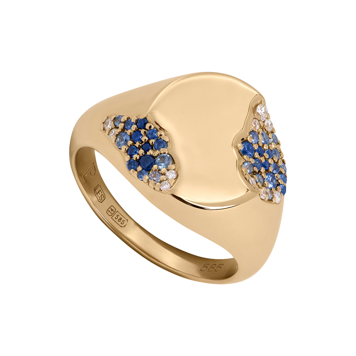 Louise Petersen Diamond and Sapphire Wave Signet Ring