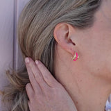 summer pink split studs with gold