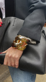 Alexis Bittar Brut Gold Large Curb Link Cuff Bracelet