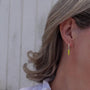 yellow spike enamel huggies summer earrings crystal earrings 