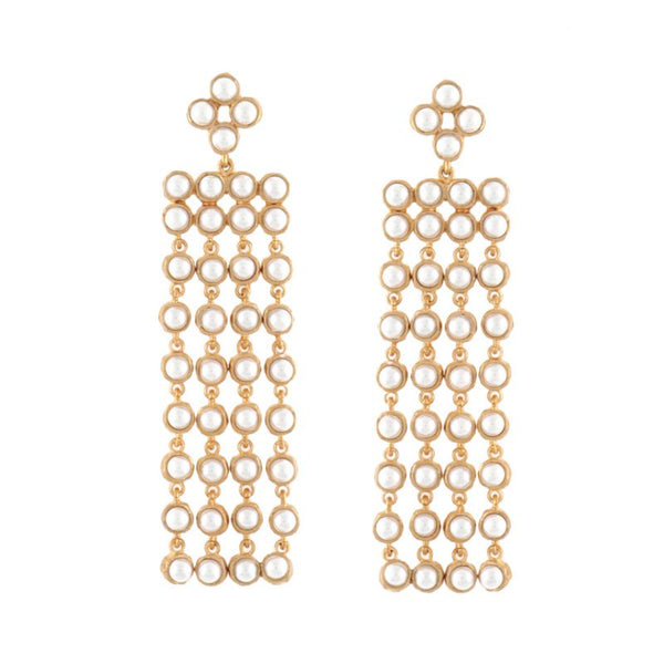 Joanna Laura Constantine Pearl Mesh Fringe Earrings
