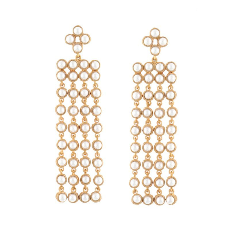 Joanna Laura Constantine Pearl Mesh Fringe Earrings