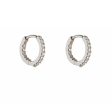 Loulerie 12mm White Gold White Diamond Huggy Hoops