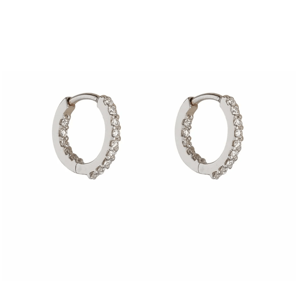 Loulerie 12mm White Gold White Diamond Huggy Hoops