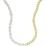 Pearl and gold link necklace  