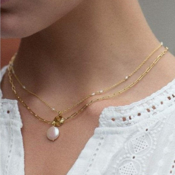 Gorjana Reese Pearl Necklace | 18K Gold Plate