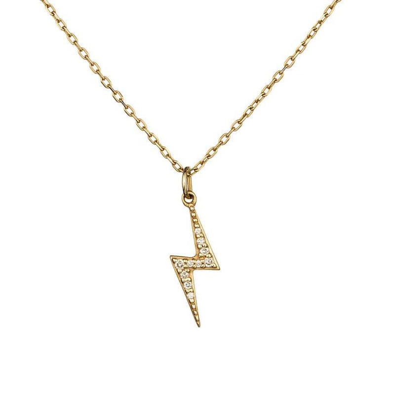 Loulerie 14k Yellow Gold and White Diamond Lightning Bolt Necklace