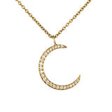 Loulerie 14K Yellow Gold and White Diamond Crescent Moon Necklace