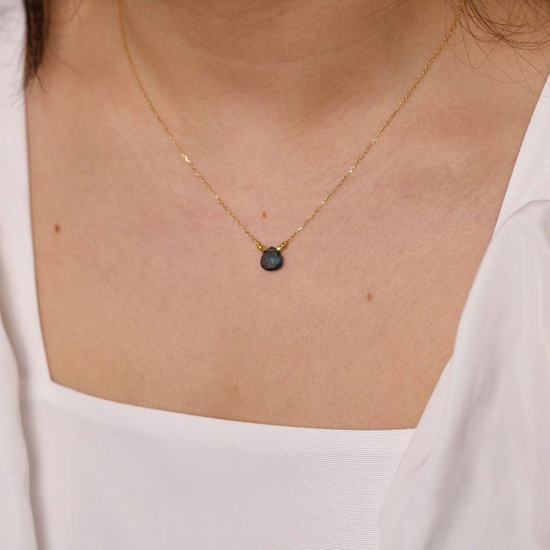 Perle de Lune Blue Topaz Small Drop Floating Necklace