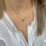 Perle de Lune Turquoise Jade Small Drop Floating Necklace | 18K Yellow Gold | Turquoise Jade Stone