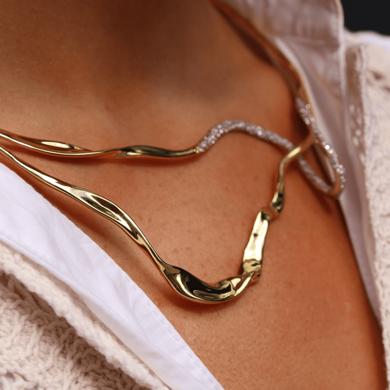 Shop Alexis Bittar Crystals Solanales Looped Collar Necklace | Extra Close Up Side Image