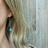 Perle de Lune Turquoise Jade Chain-Through Drop Earrings | 18K Gold | Long Earrings | Turquoise Stone