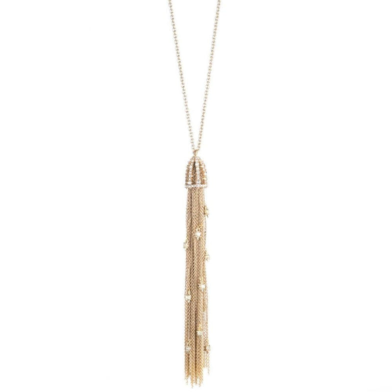 Alexis Bittar Tassel Pendant Necklace | 10K Gold Tone | Crystals 